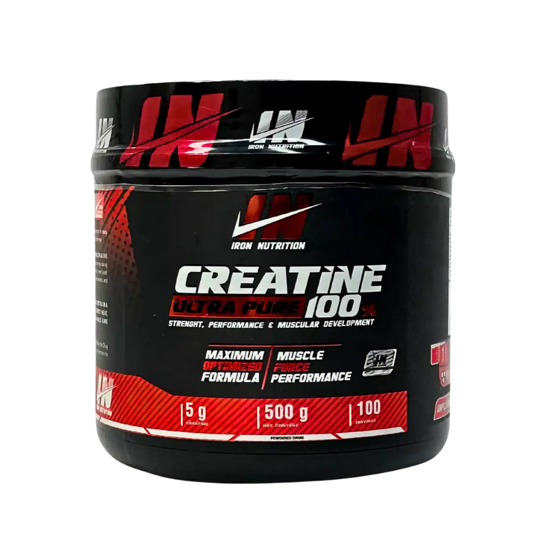 Creatina Ultra Pure Iron Nutrition 500g – 100 Servicios para Más Fuerza y Músculo