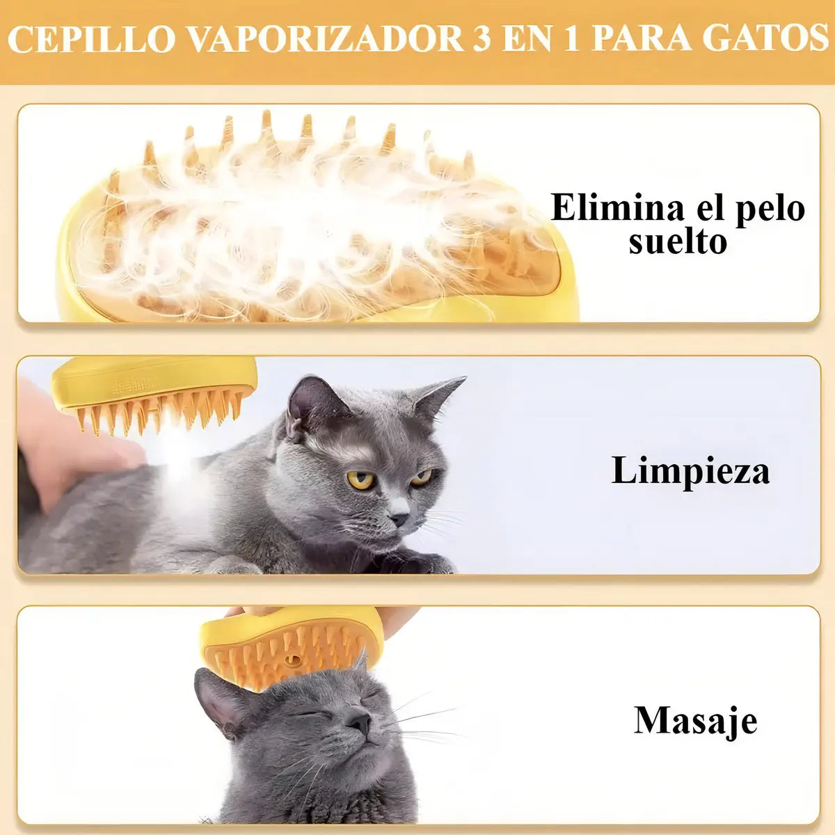 Kit Mascota VIP: Cepillo de Vapor Humectante + Gafas de Sol de Regalo 🕶️