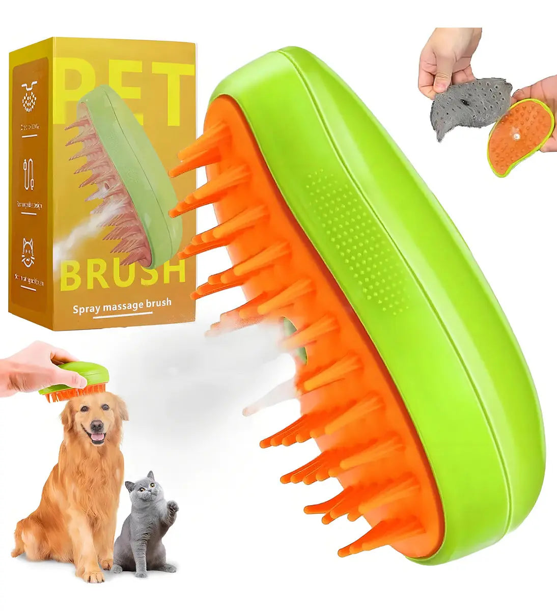 Cepillo de Vapor para Mascotas – Limpieza Profunda, Pelo Suave y Sin Enredos