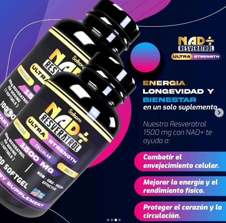 NAD + Resveratrol con Proteína Vegana – Fórmula Premium para Longevidad y Energía