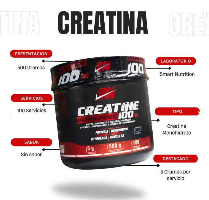 Creatina Ultra Pure Iron Nutrition 500g – 100 Servicios para Más Fuerza y Músculo