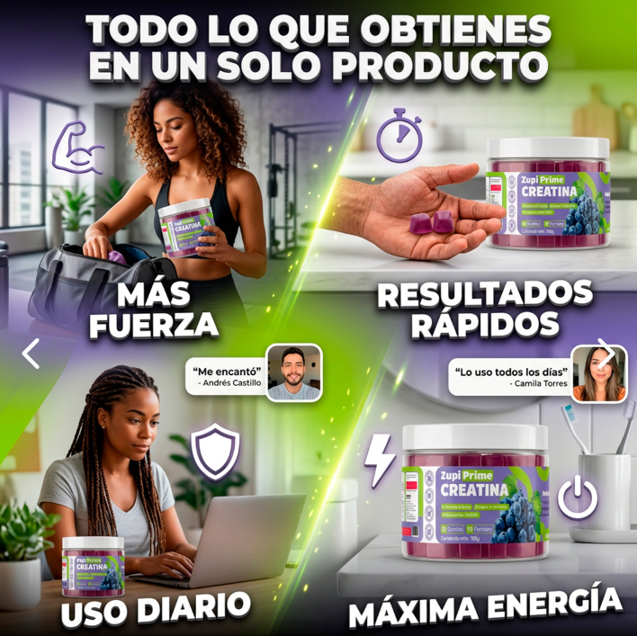 Gomitas de Creatina Zupi Prime x60 – Fuerza, Energía y Recuperación Muscular