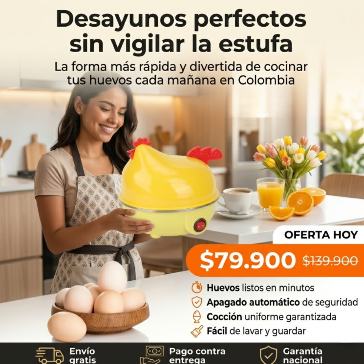 La Gallinita Hervidora – Hervidor Eléctrico de Huevos con Apagado Automático