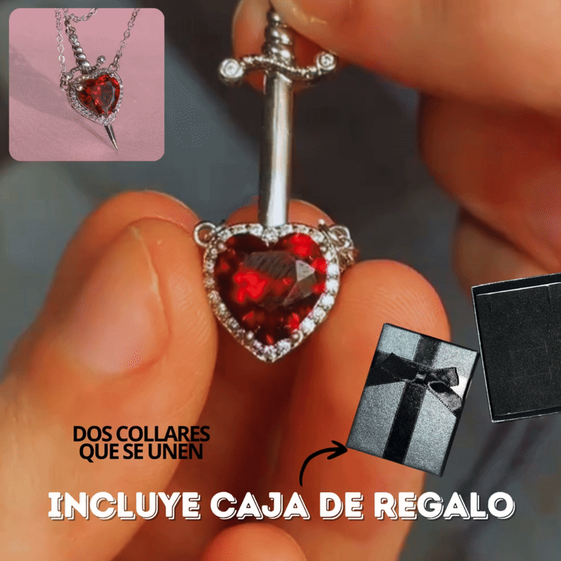 Collar Corazón y Espada + Caja de Regalo