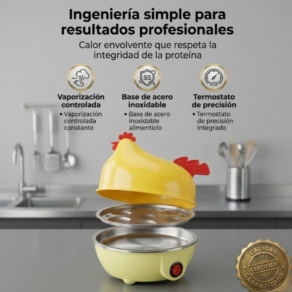 La Gallinita Hervidora – Hervidor Eléctrico de Huevos con Apagado Automático