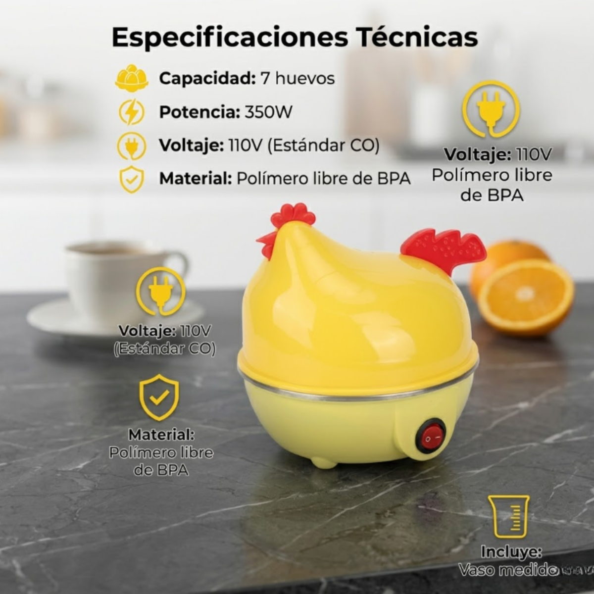 La Gallinita Hervidora – Hervidor Eléctrico de Huevos con Apagado Automático
