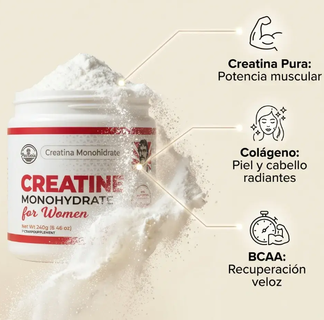 Creatina Monohidratada con Colágeno + BCAA | Para mujeres