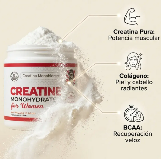 Creatina Monohidratada con Colágeno + BCAA | Para mujeres