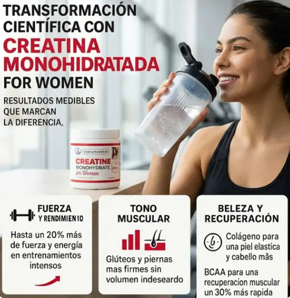 Creatina Monohidratada con Colágeno + BCAA | Para mujeres