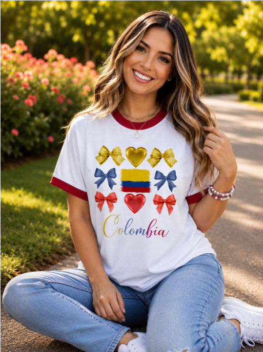 Camiseta Colombia Moños – Diseño Exclusivo Inspirado en la Bandera