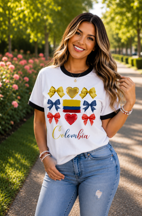 Camiseta Colombia Moños – Diseño Exclusivo Inspirado en la Bandera