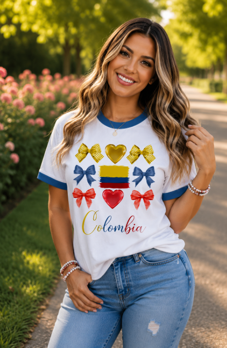 Camiseta Colombia Moños – Diseño Exclusivo Inspirado en la Bandera
