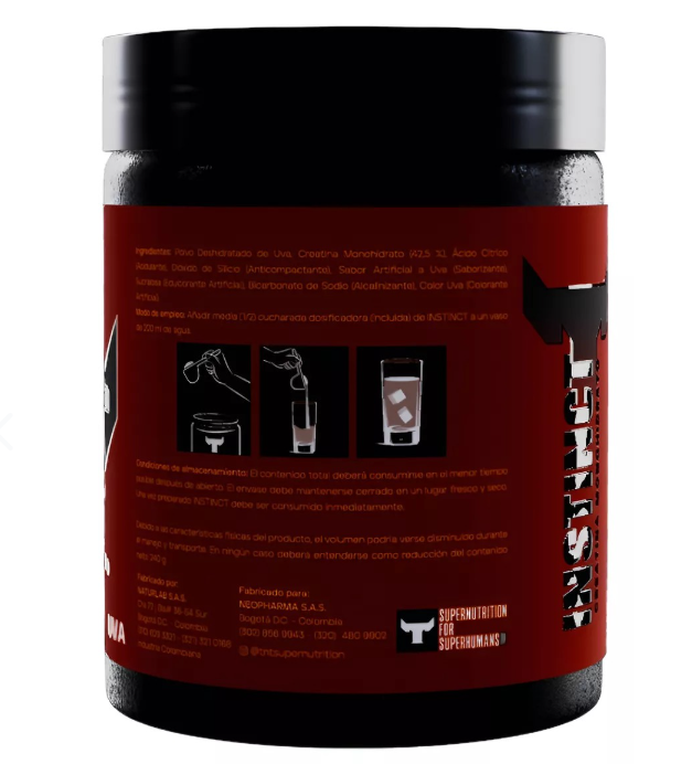 Instinct Creatina Monohidrato con Uva Natural – 3g por Porción | 30 Porciones