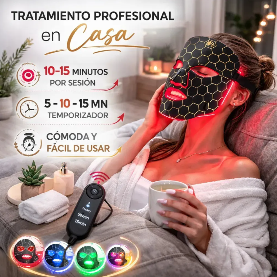 Máscara LED Facial – Elimina Manchas, Acné y Arrugas desde Casa