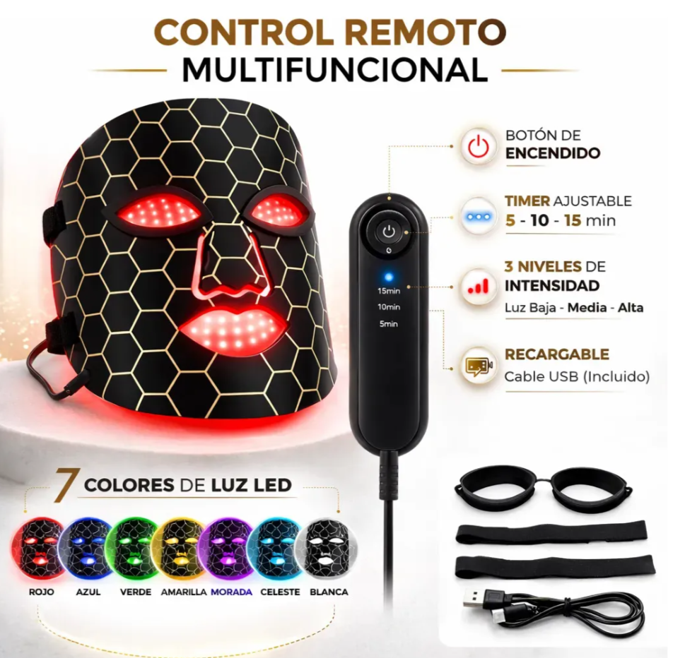 Máscara LED Facial – Elimina Manchas, Acné y Arrugas desde Casa