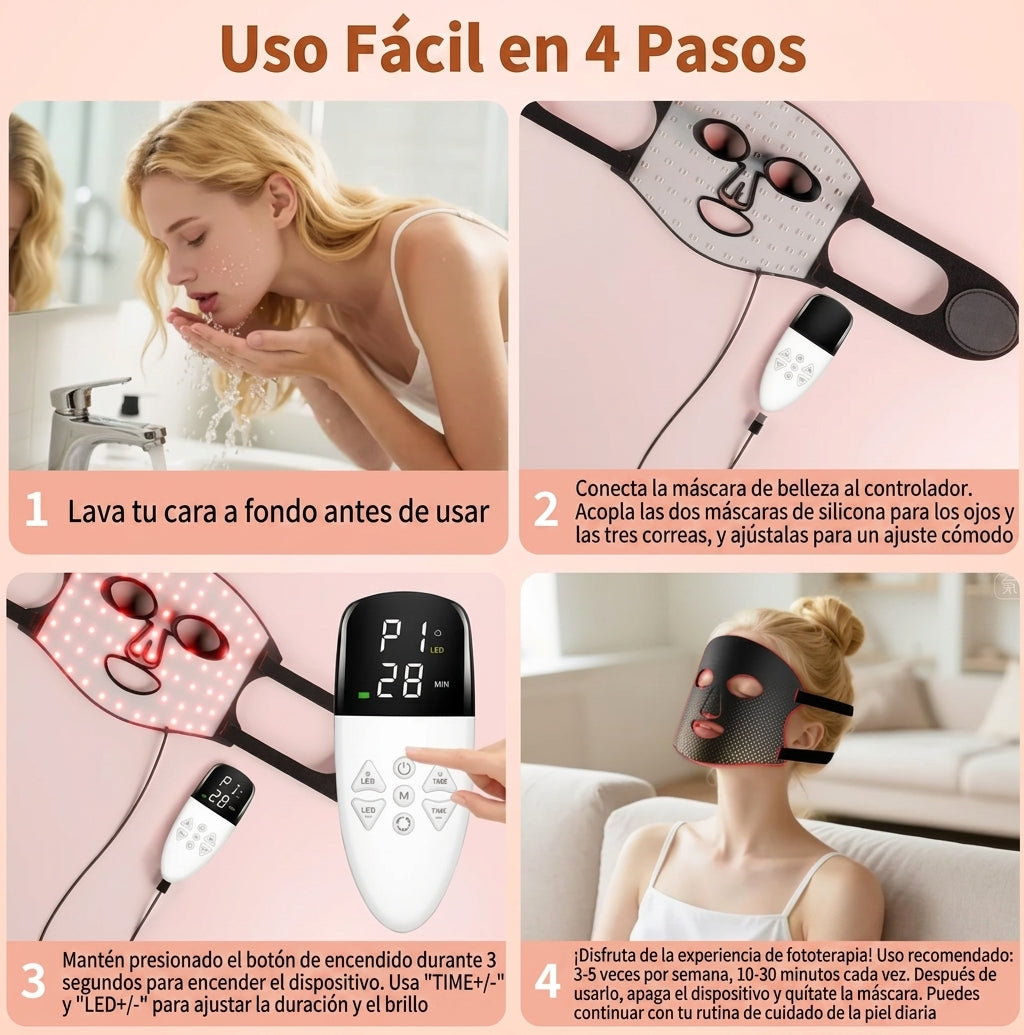 Máscara LED Facial – Elimina Manchas, Acné y Arrugas desde Casa