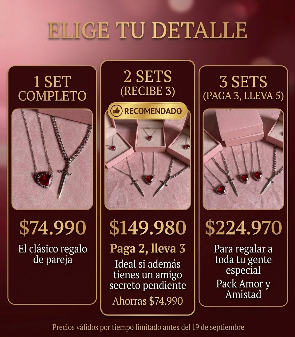 Collar Corazón y Espada + Caja de Regalo