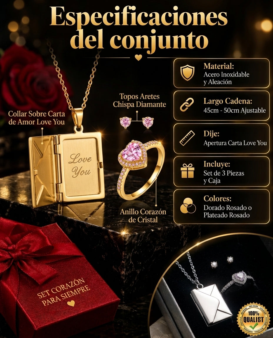 Set Regalo Amor y Amistad – Joyería Romántica 3 Piezas