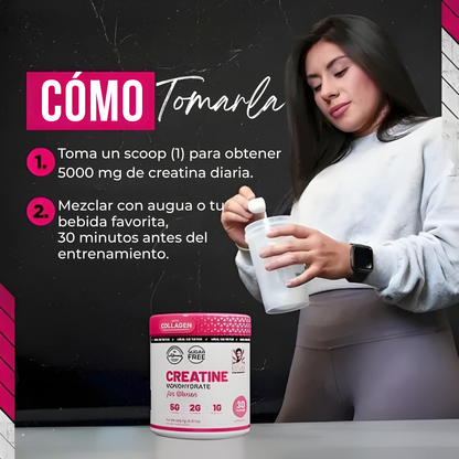 Creatina Monohidratada con Colágeno + BCAA | Para mujeres