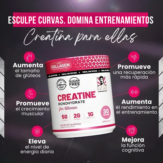 Creatina Monohidratada con Colágeno + BCAA | Para mujeres