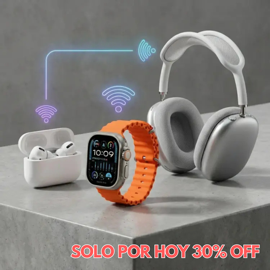 Ecosistema Titanium Lifestyle | Smartwatch + Diadema P9 + AirPods Gen 2 | Combo Tecnológico