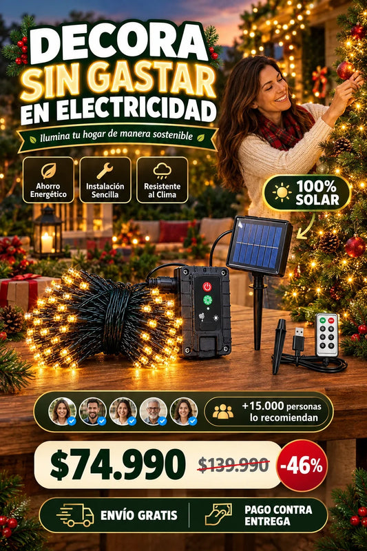 Luces Navidad Panel Solar 100 Led